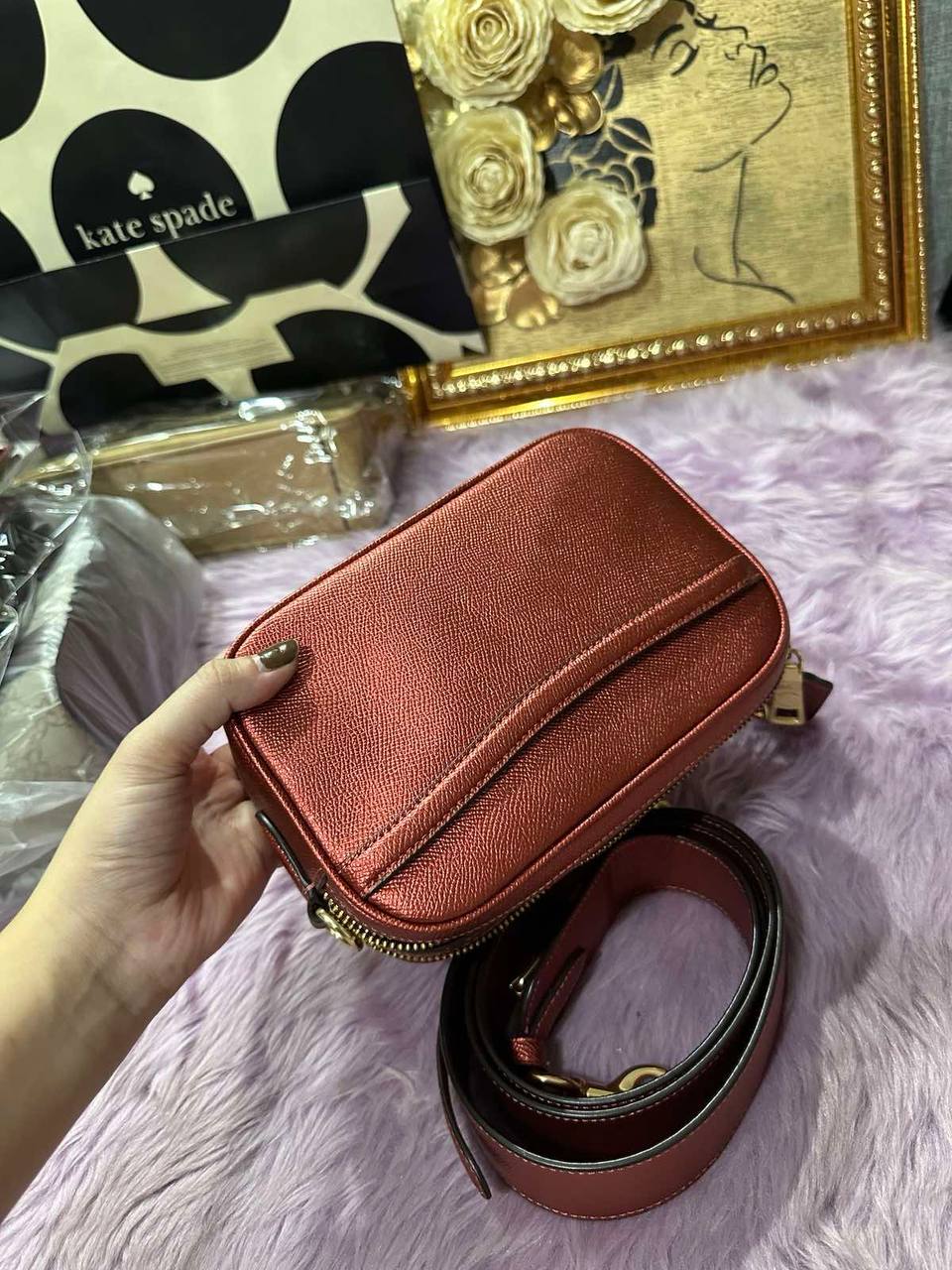 ORIG Preloved Coach Jes Crossbody 20 Small Metallic Red Bag