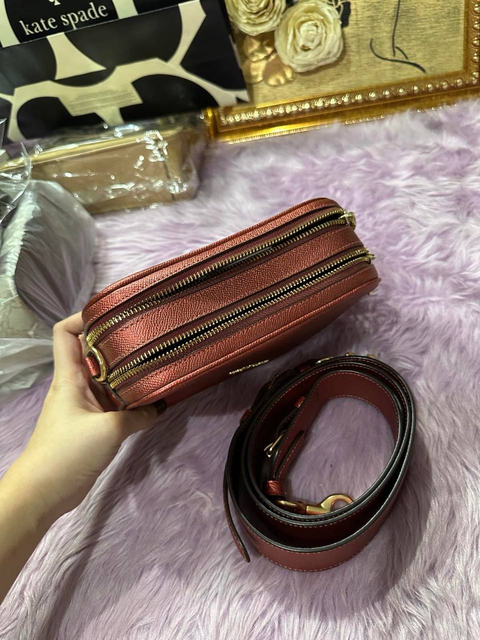 ORIG Preloved Coach Jes Crossbody 20 Small Metallic Red Bag