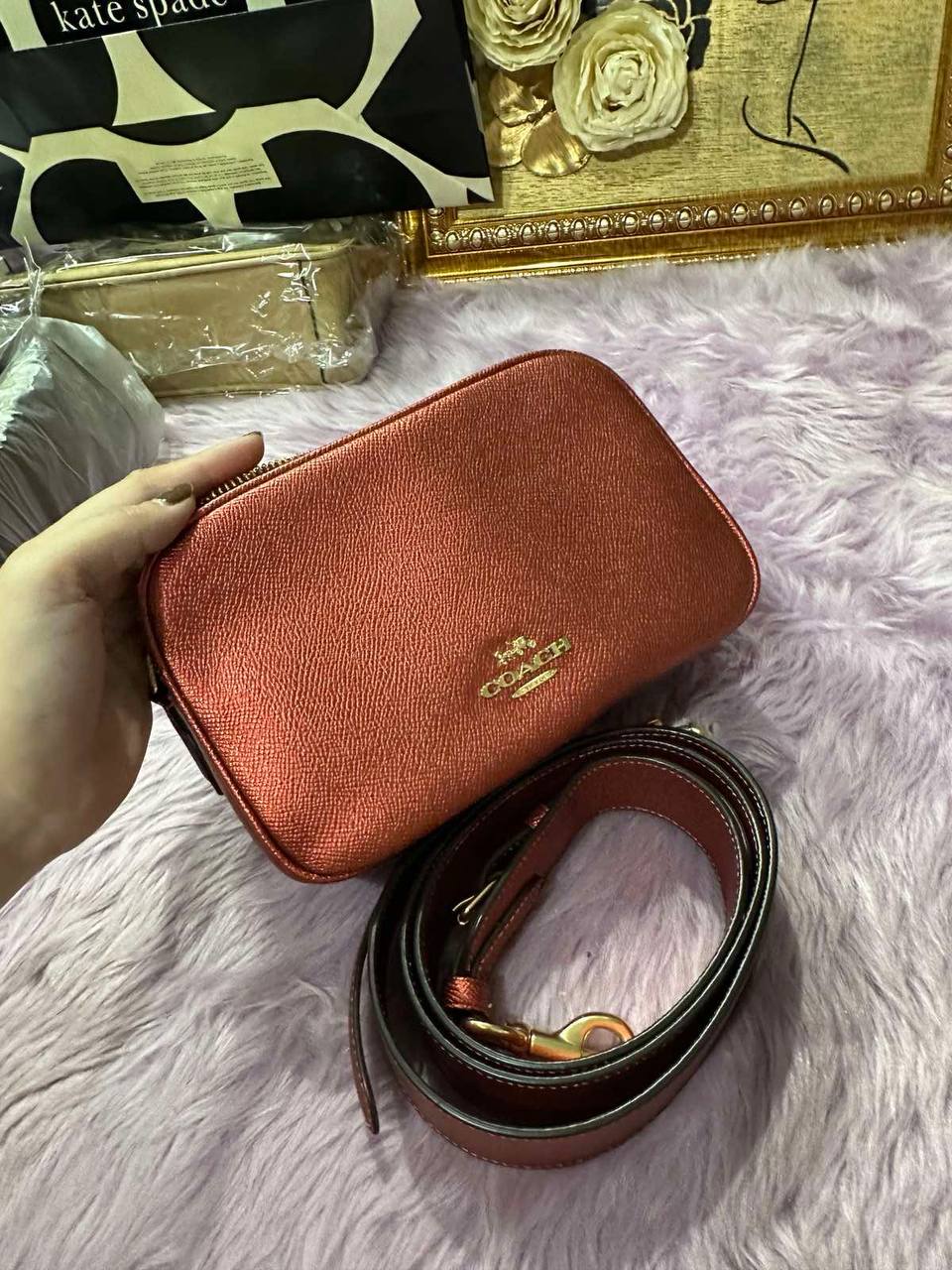 ORIG Preloved Coach Jes Crossbody 20 Small Metallic Red Bag