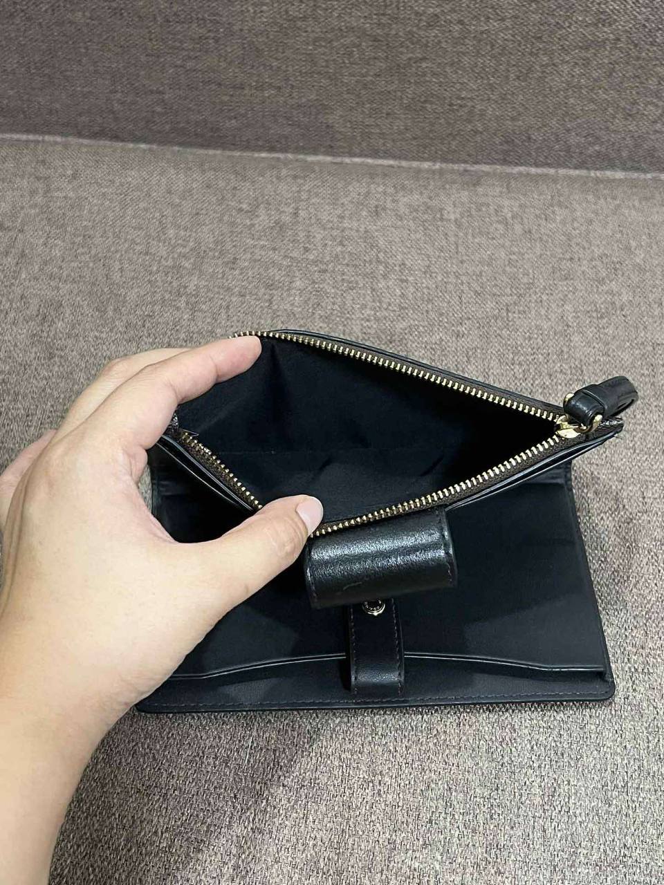 ORIG Preloved Coach Phone Long Wallet In Signature Canvas Brown