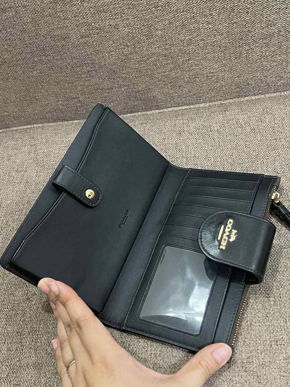 ORIG Preloved Coach Phone Long Wallet In Signature Canvas Brown
