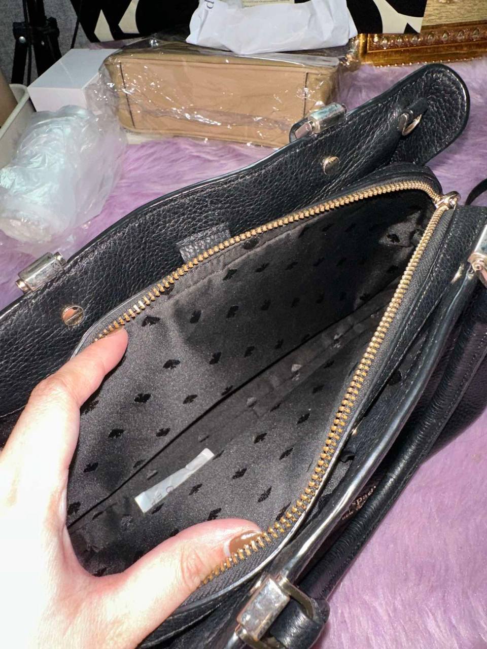 ORIG Preloved Kate Spade KS Leila Triple Compartment Satchel Crossbody Bag Black