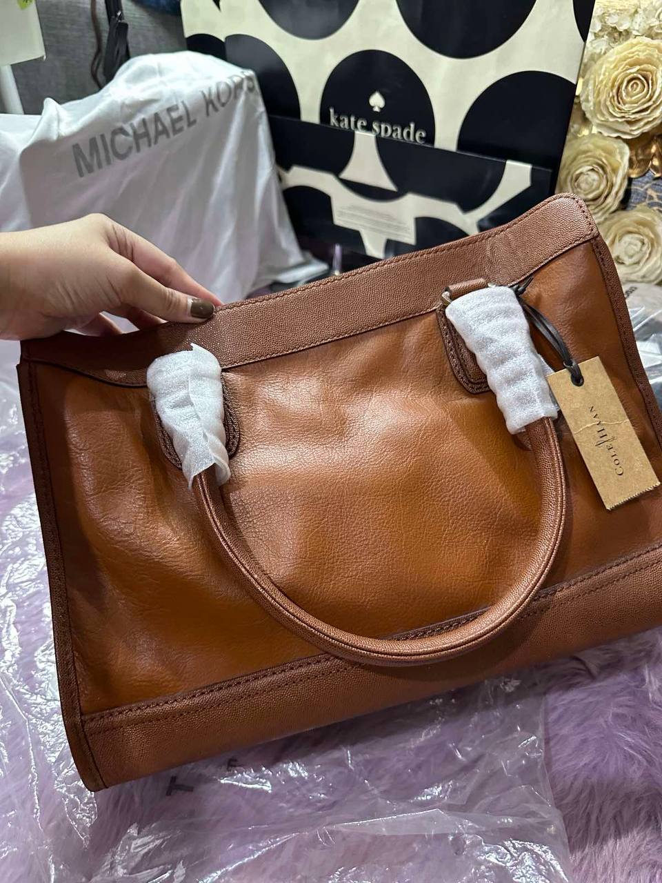ORIG & IMPORTED Cole Haan Brown Leather Vintage Valise Novelty Kendra Tote Satchel Bag