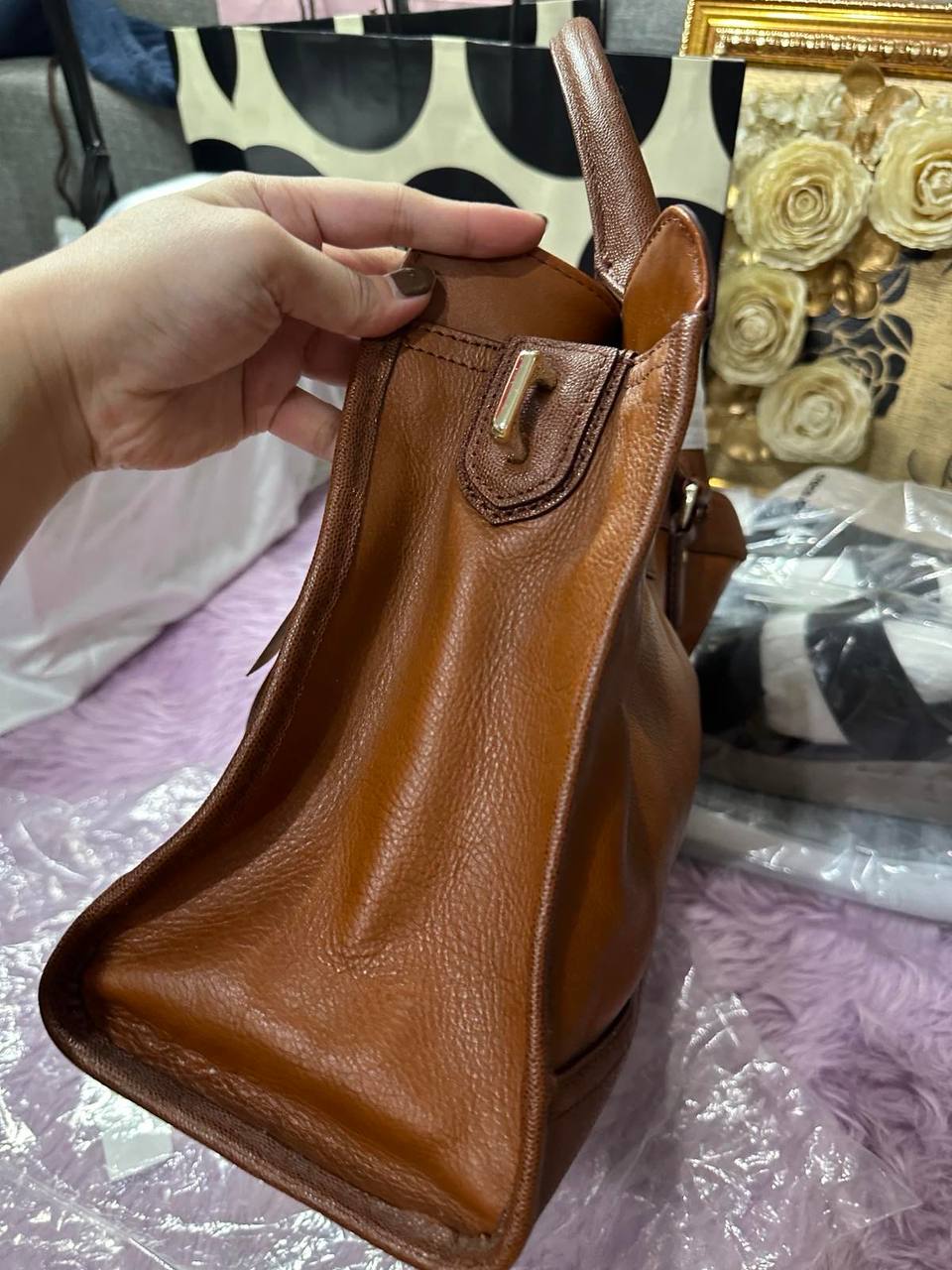ORIG & IMPORTED Cole Haan Brown Leather Vintage Valise Novelty Kendra Tote Satchel Bag