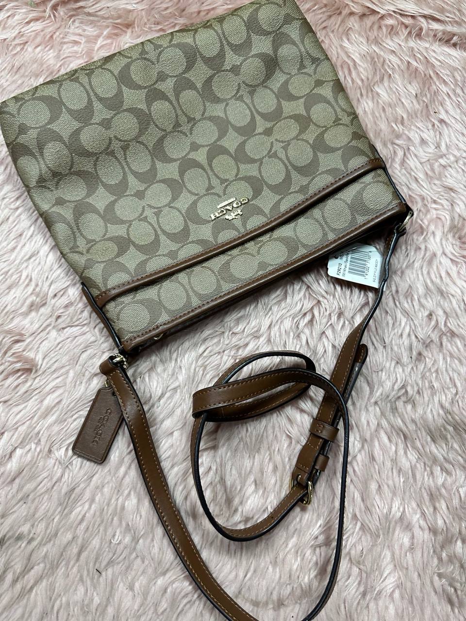 ORIG & IMPORTED COACH File Crossbody In Signature Canvas Brown Khaki Bag