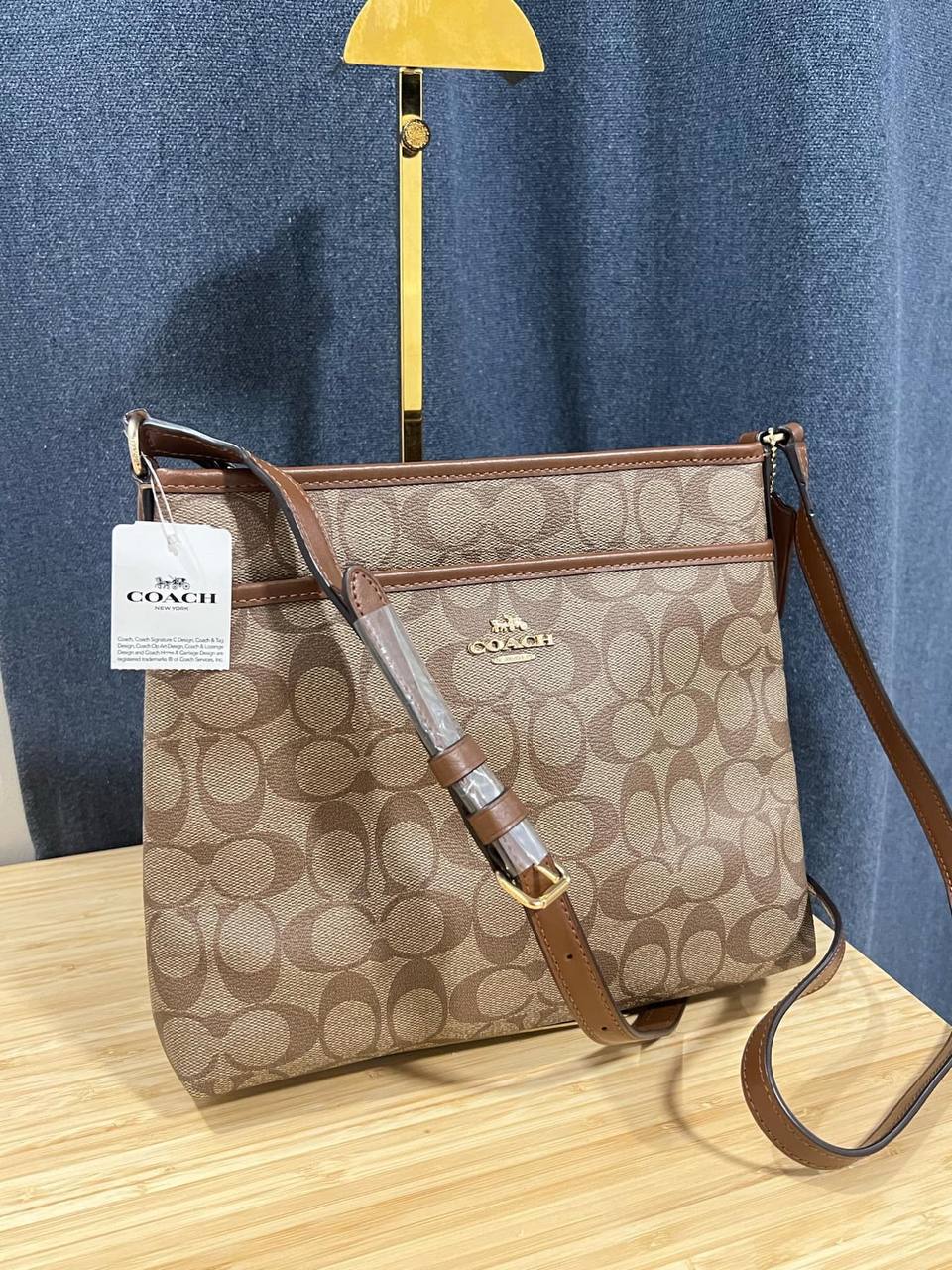 ORIG & IMPORTED COACH File Crossbody In Signature Canvas Brown Khaki Bag