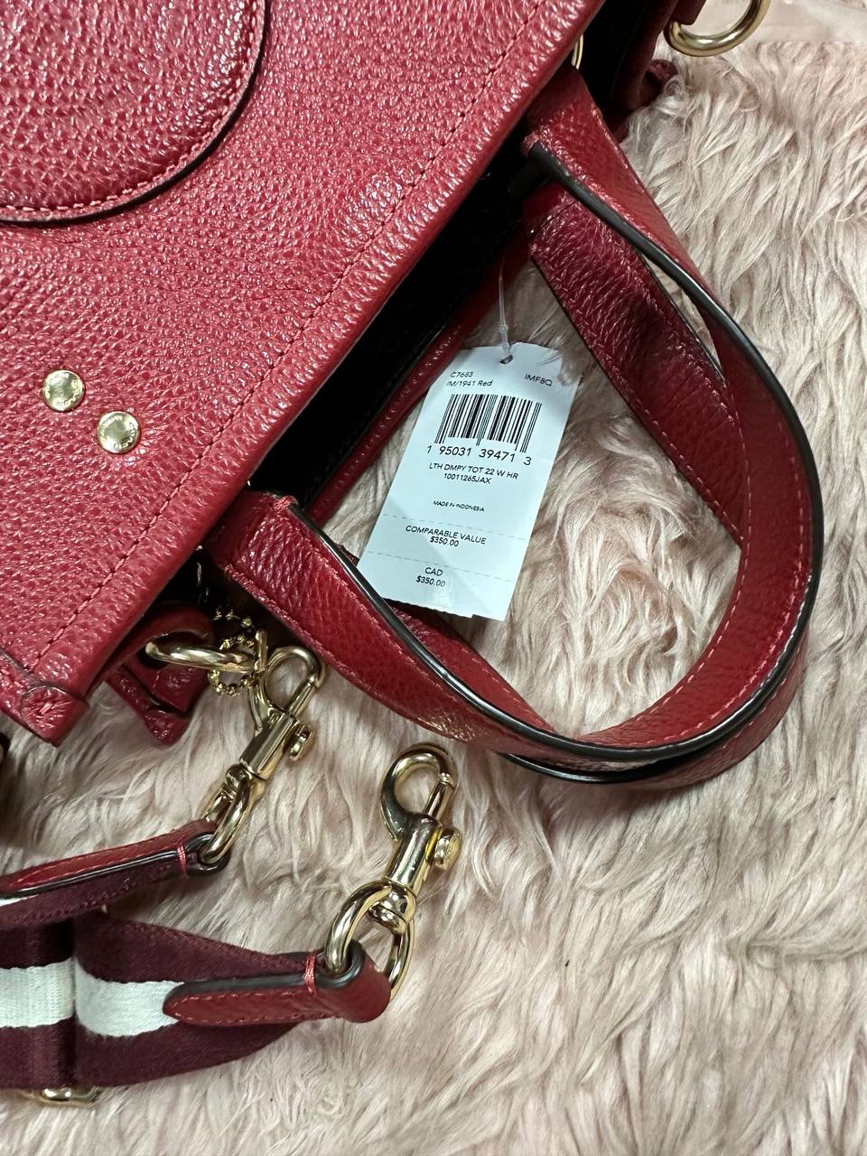 ORIG & IMPORTED COACH Dempsey Tote Bag 22 With Heart Charm Red Bag