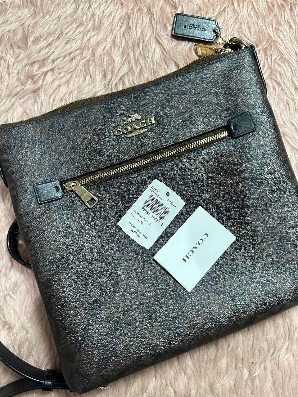 ORIG Preloved COACH Rowan File Bag In Signature Canvas Brown