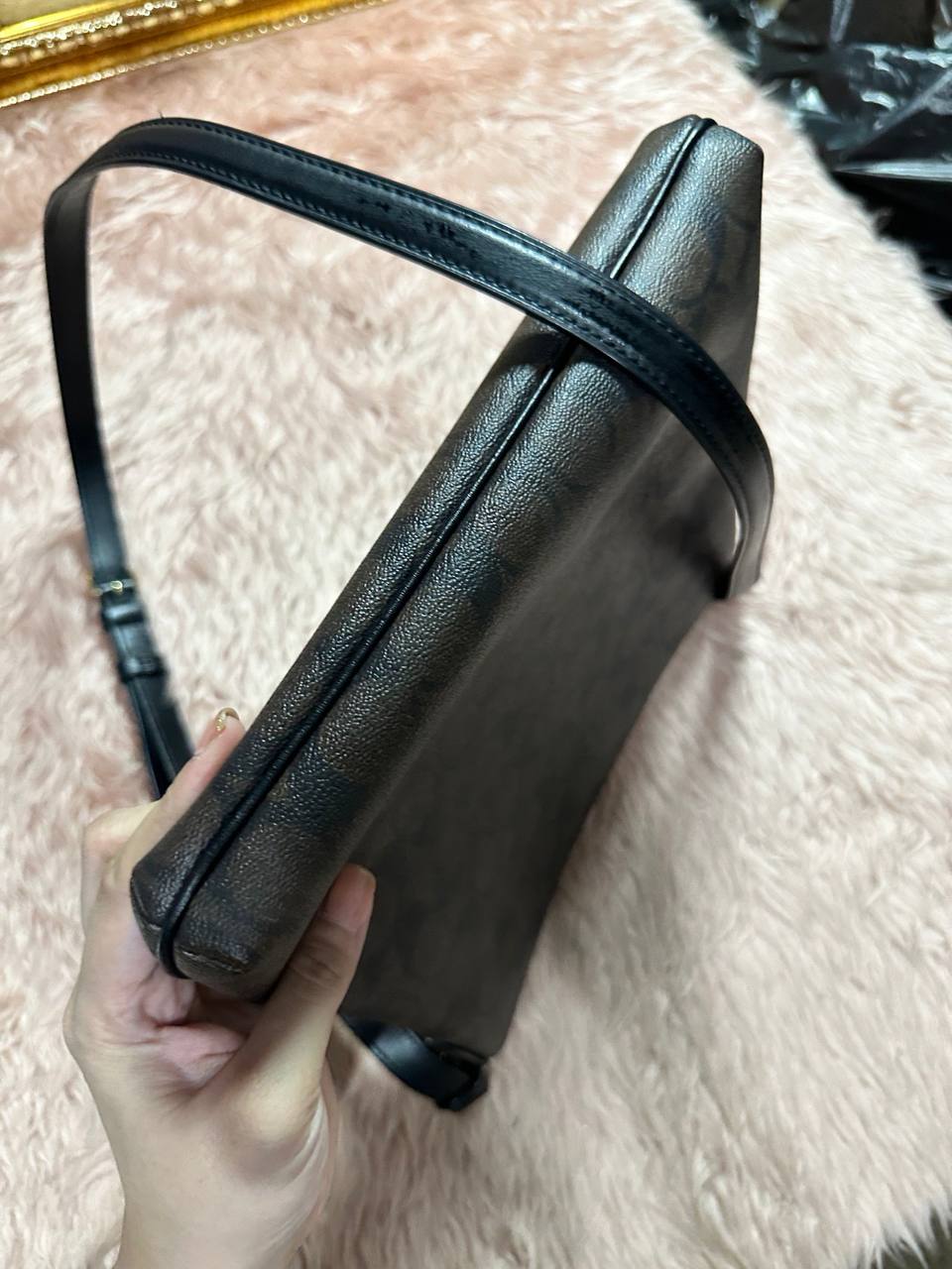 ORIG Preloved COACH Rowan File Bag In Signature Canvas Brown