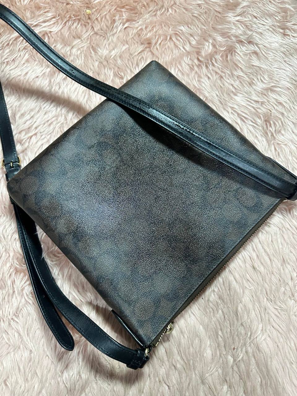 ORIG Preloved COACH Rowan File Bag In Signature Canvas Brown
