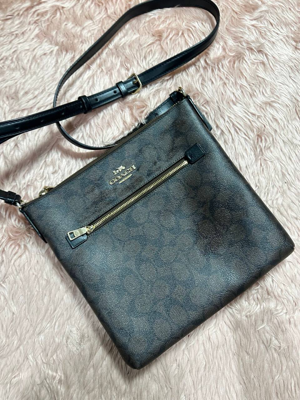 ORIG Preloved COACH Rowan File Bag In Signature Canvas Brown