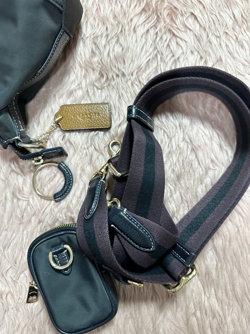 ORIG Preloved COACH Ellis Shoulder Nylon Black Bag with Pouch