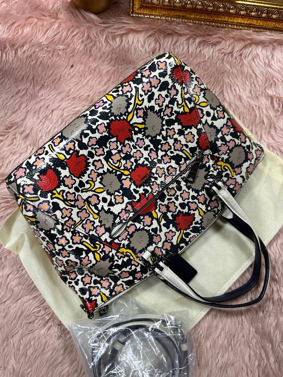 ORIG Preloved COACH Prairie Satchel Floral Print White Bag