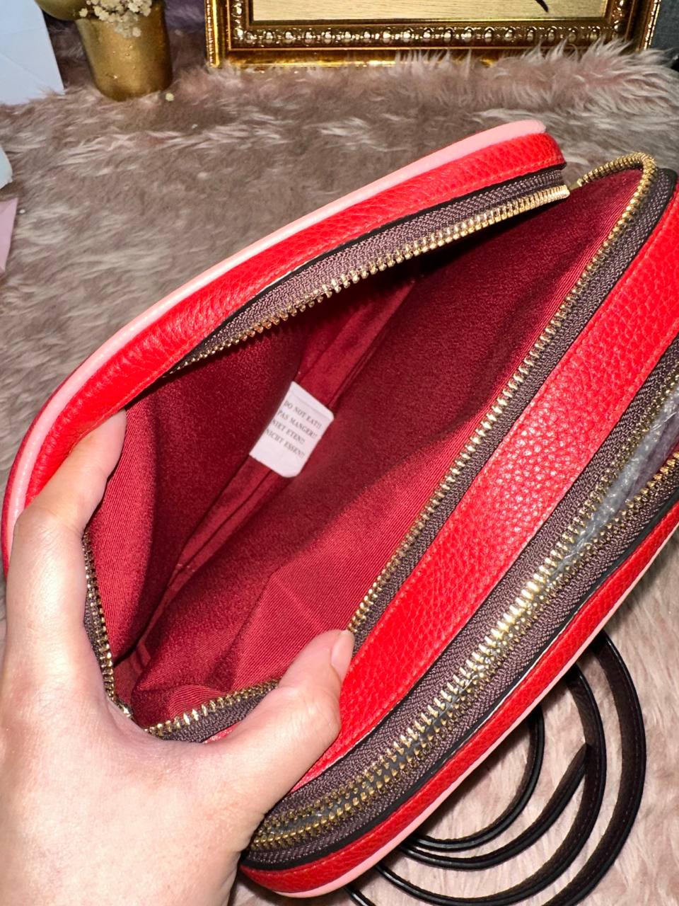 ORIG Preloved COACH Rare Jes Crossbody Double Zip Bag In Colorblock Red