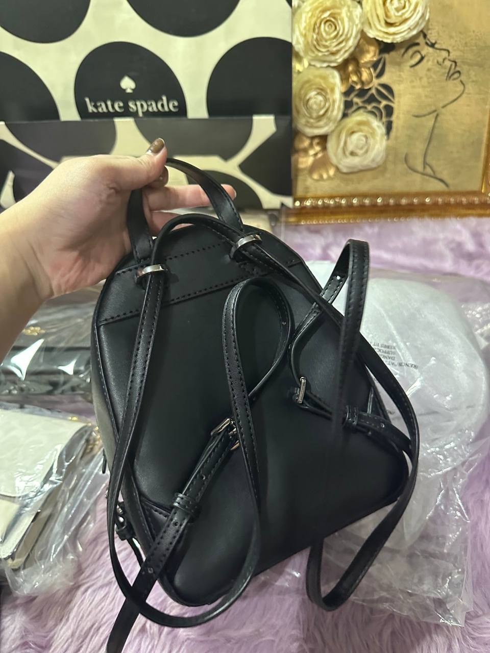 ORIG Preloved Michael Kors Jaycee XS Small Pebbled Leather Convertible Backpack Black Bag