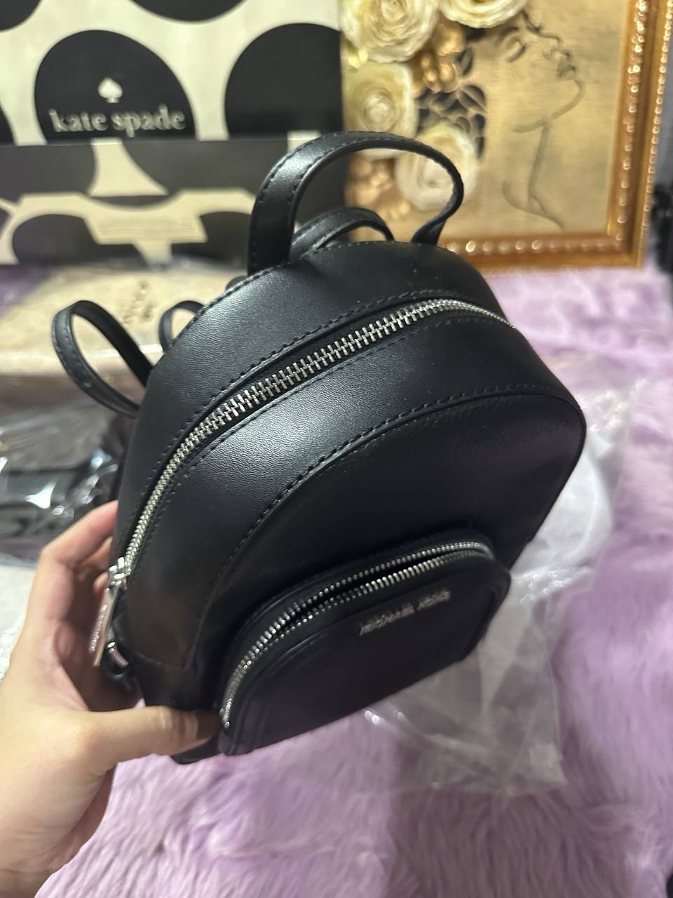 ORIG Preloved Michael Kors Jaycee XS Small Pebbled Leather Convertible Backpack Black Bag
