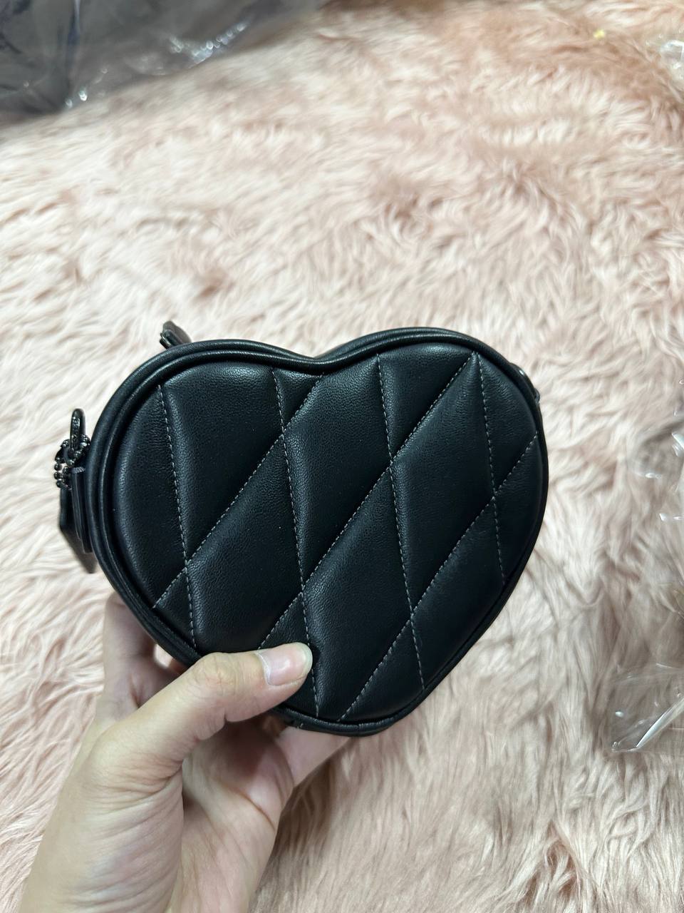 ORIG & IMPORTED COACH Heart Crossbody Black Mini Bag 14 With Pillow Quilting