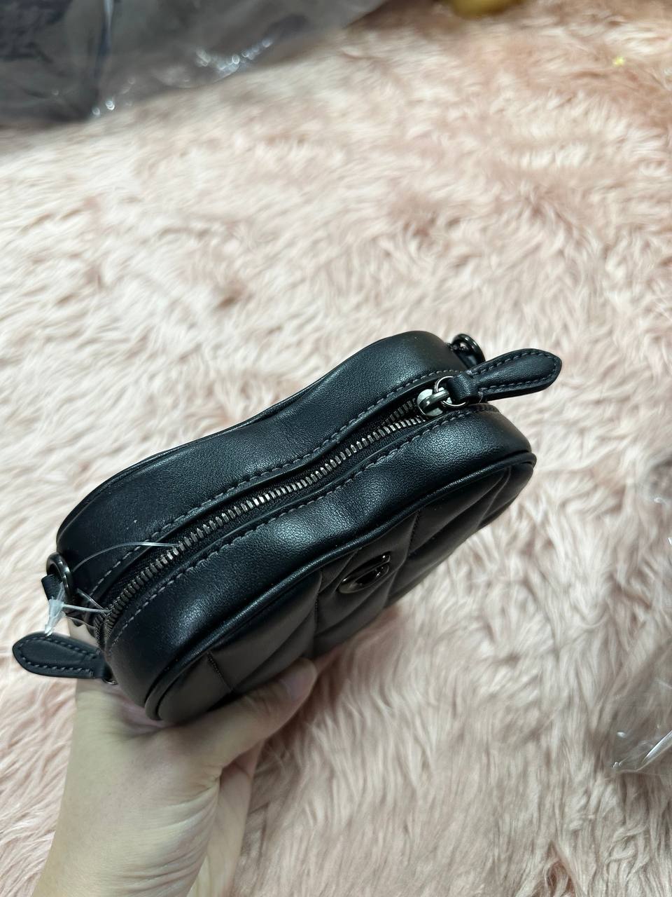 ORIG & IMPORTED COACH Heart Crossbody Black Mini Bag 14 With Pillow Quilting