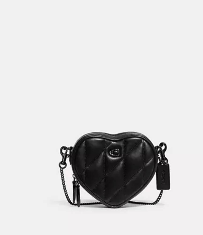 ORIG & IMPORTED COACH Heart Crossbody Black Mini Bag 14 With Pillow Quilting
