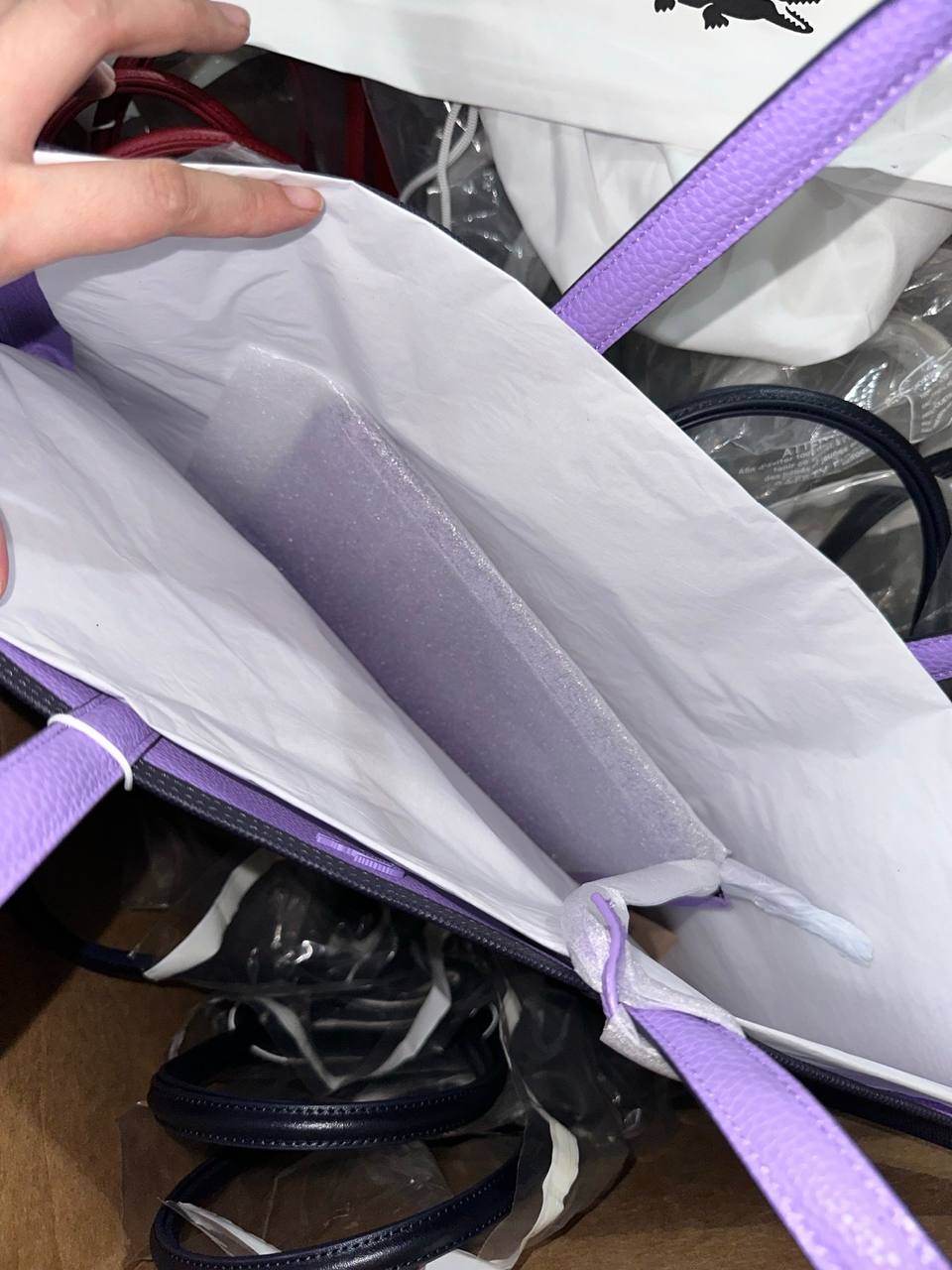 ORIG & IMPORTED LACOSTE Anna Reversible Large Tote Bag With Pouch Purple