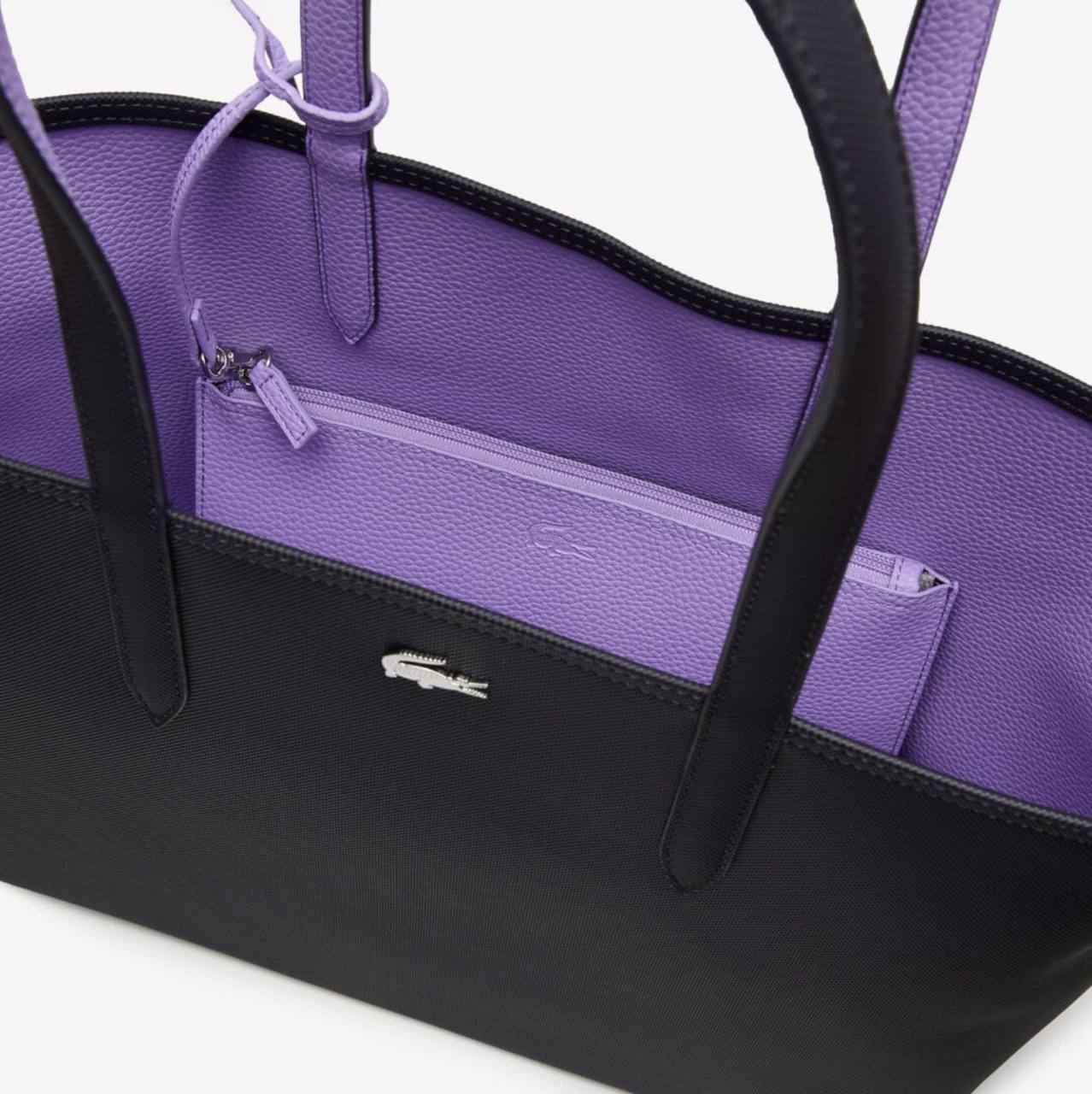 ORIG & IMPORTED LACOSTE Anna Reversible Large Tote Bag With Pouch Purple