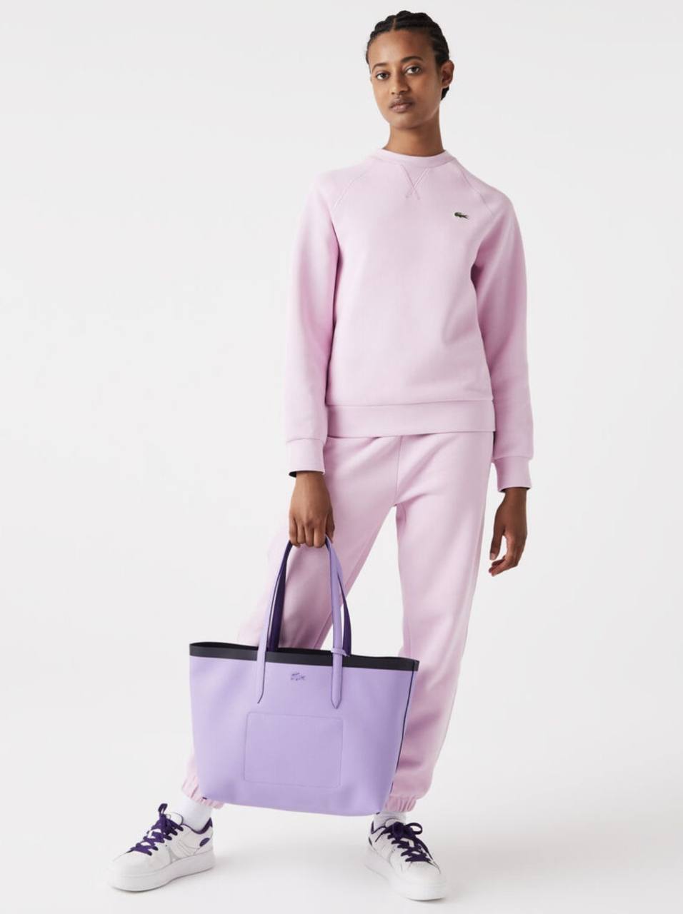 ORIG & IMPORTED LACOSTE Anna Reversible Large Tote Bag With Pouch Purple