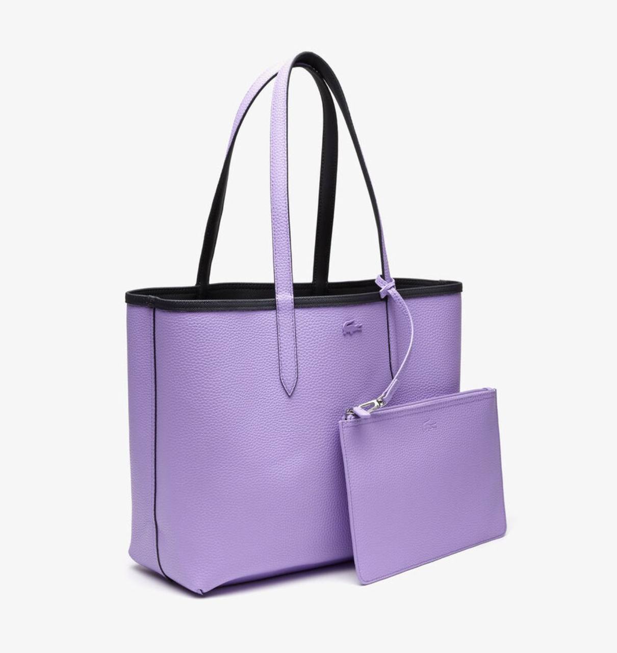 ORIG & IMPORTED LACOSTE Anna Reversible Large Tote Bag With Pouch Purple