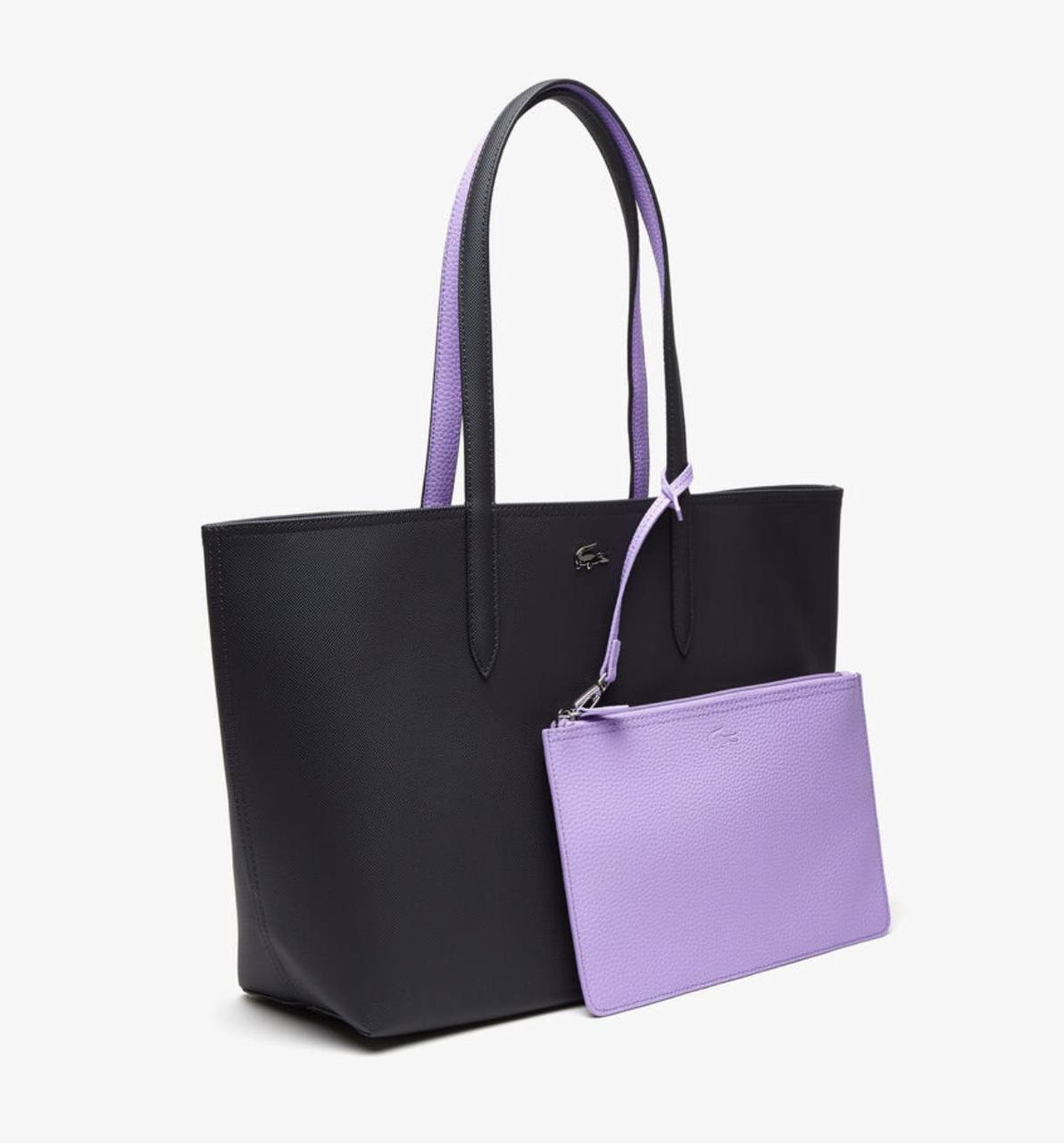 ORIG & IMPORTED LACOSTE Anna Reversible Large Tote Bag With Pouch Purple
