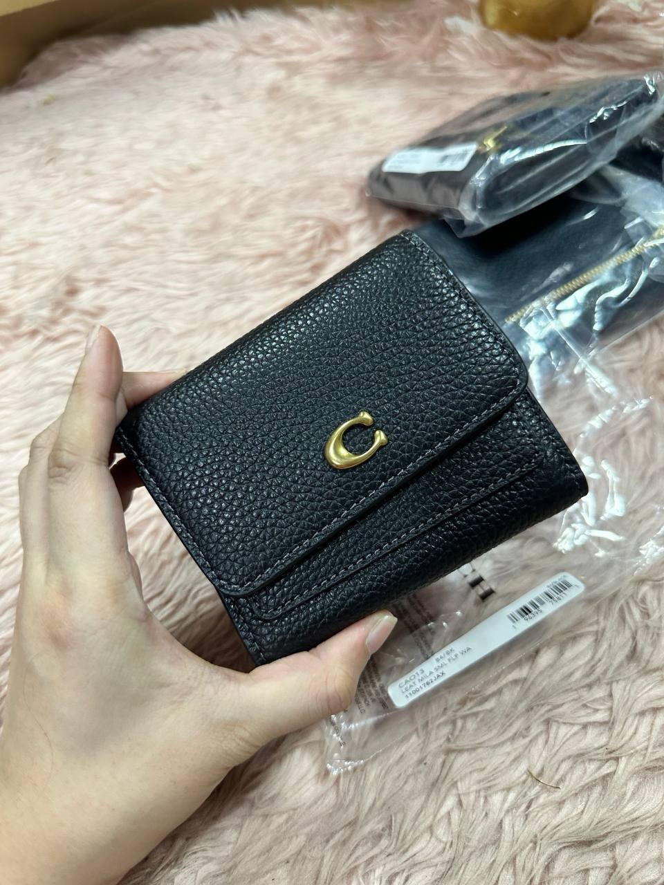 ORIG & IMPORTED COACH Mila Small Flap Trifold Black Wallet