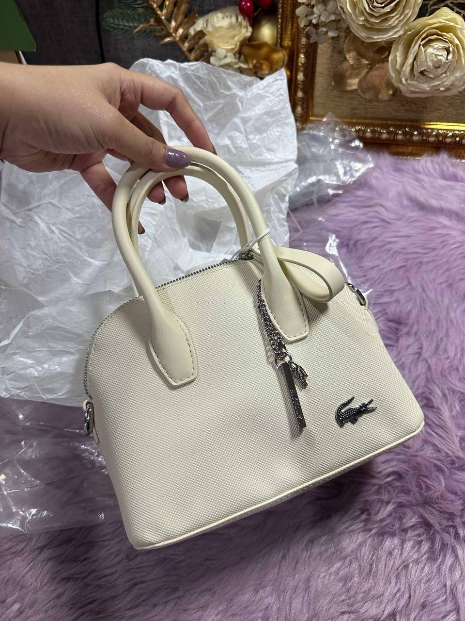 ORIG & IMPORTED Lacoste Mini Daily Lifestyle Bugatti Strap Small White Bag