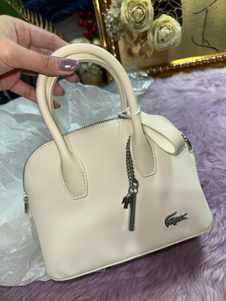 ORIG & IMPORTED Lacoste Mini Daily Lifestyle Bugatti Strap Small White Bag