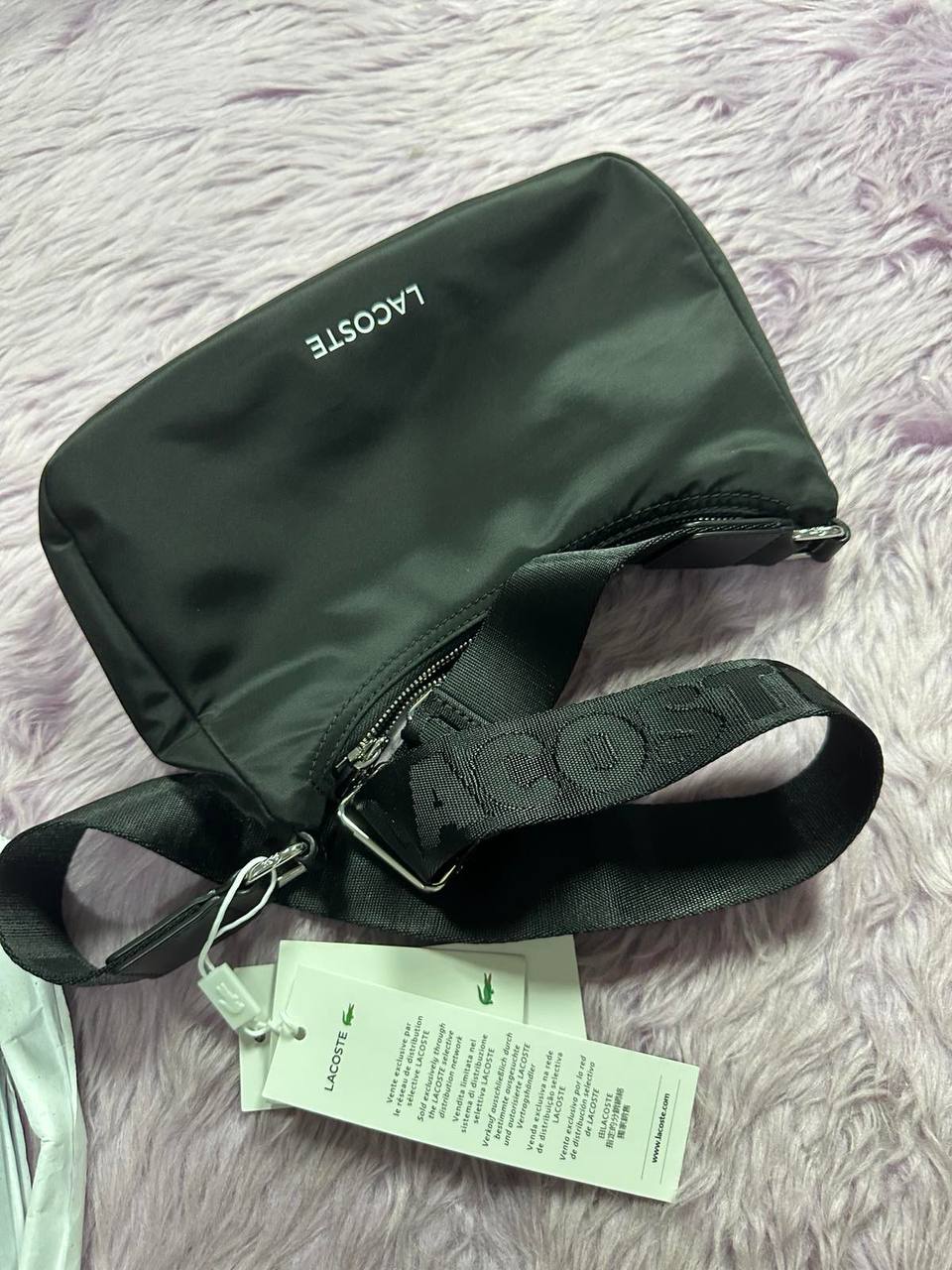 ORIG & IMPORTED Lacoste Active Daily Hobo Nylon Black Small Bag