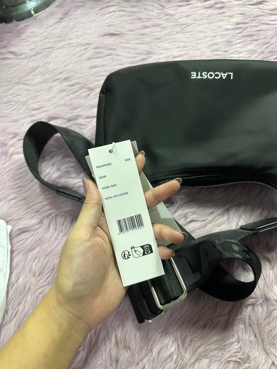 ORIG & IMPORTED Lacoste Active Daily Hobo Nylon Black Small Bag