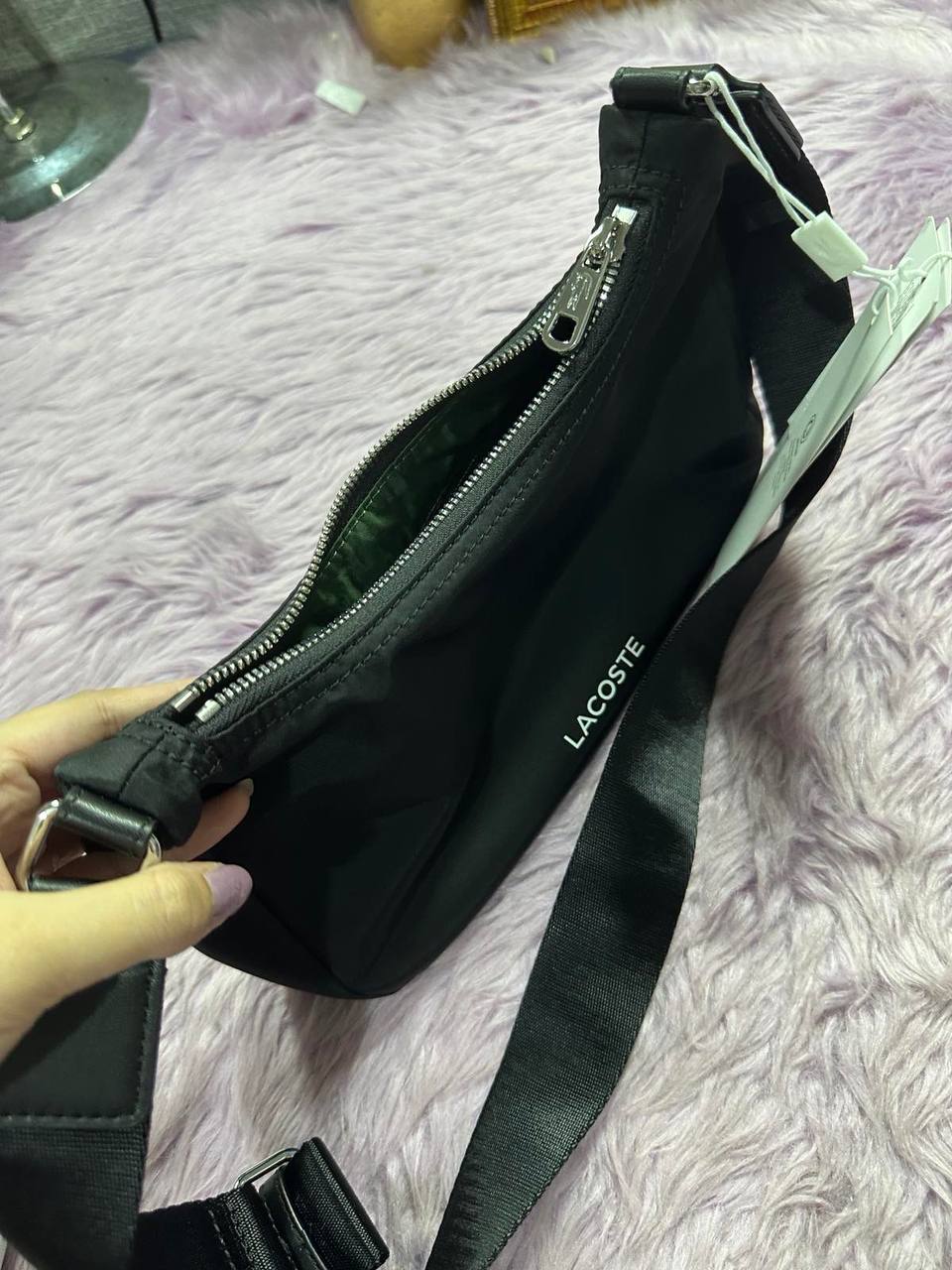 ORIG & IMPORTED Lacoste Active Daily Hobo Nylon Black Small Bag