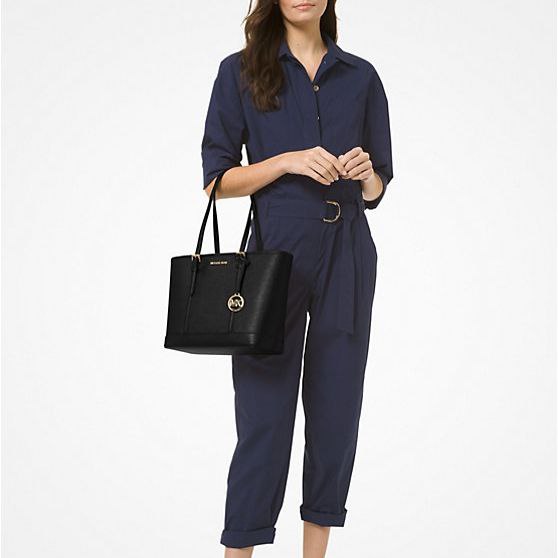 AUTHENTIC/ORIGINAL MICHAEL KORS MK Jet Set Travel Small Saffiano Leather Top-Zip Tote Bag