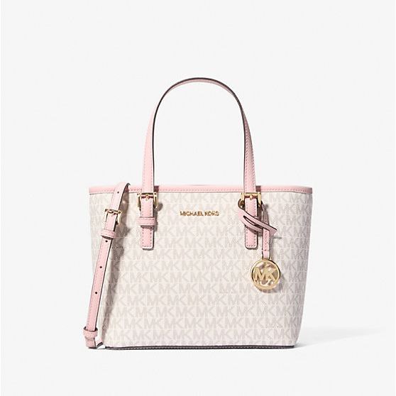 AUTHENTIC/ORIGINAL MICHAEL KORS MK Jet Set Travel Extra-Small Logo Top-Zip Tote Bag