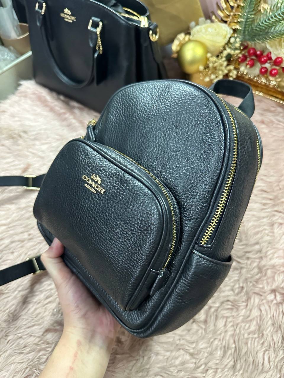 ORIG Preloved COACH Mini Court Backpack Black Bag