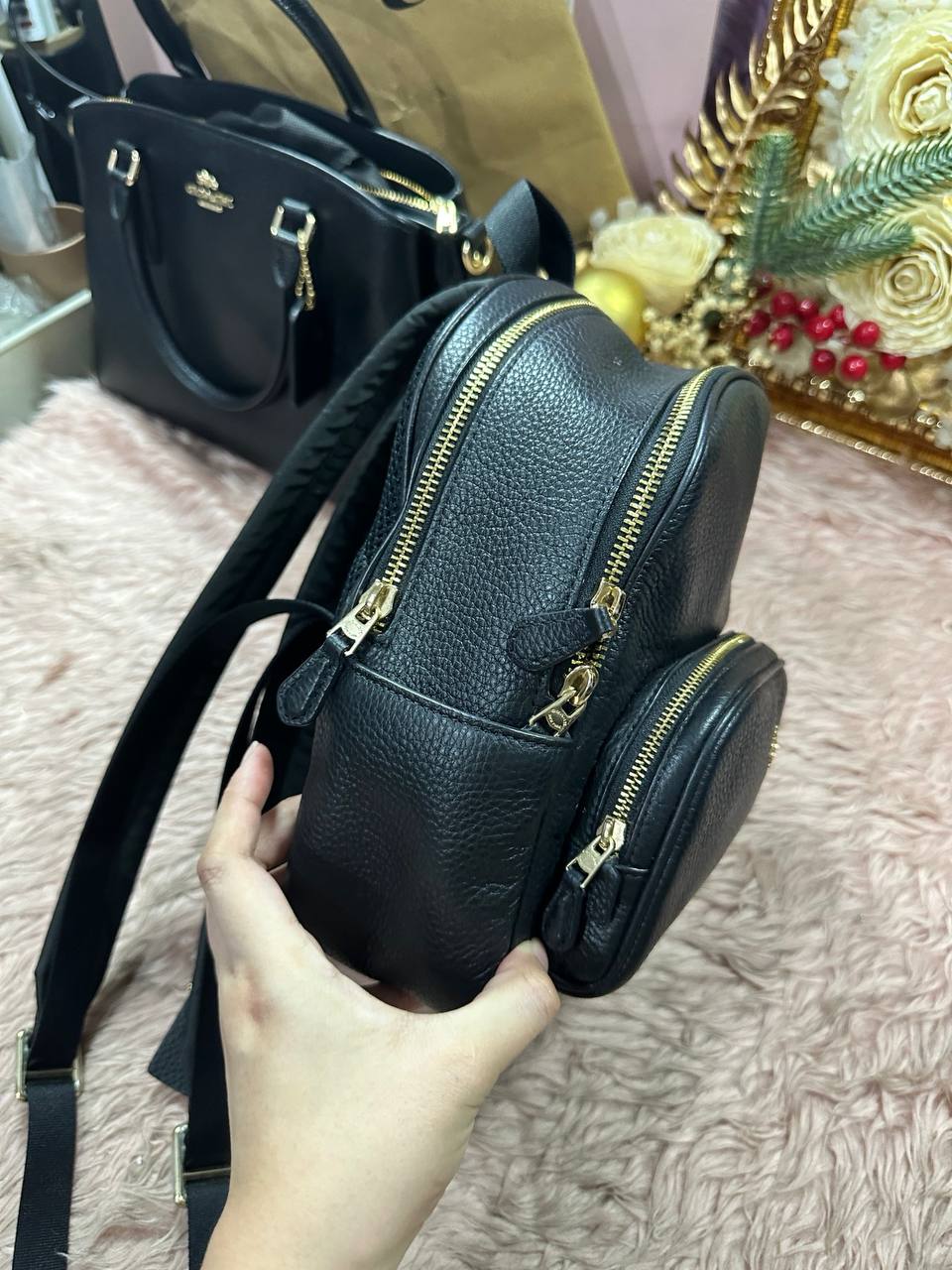 ORIG Preloved COACH Mini Court Backpack Black Bag