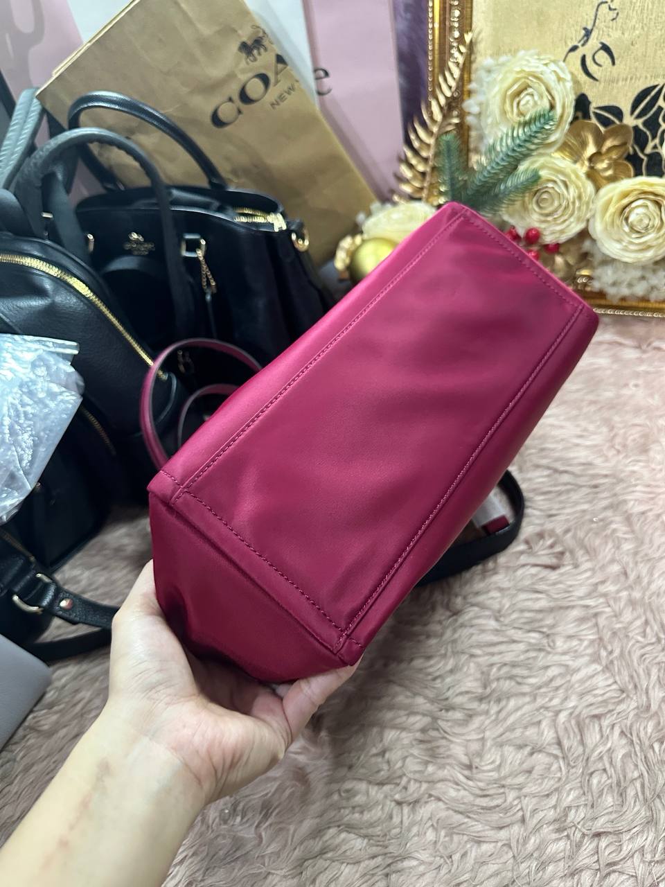 ORIG & IMPORTED Kate Spade KS Chelsea Medium Satchel Nylon Bag in Blackberry Maroon