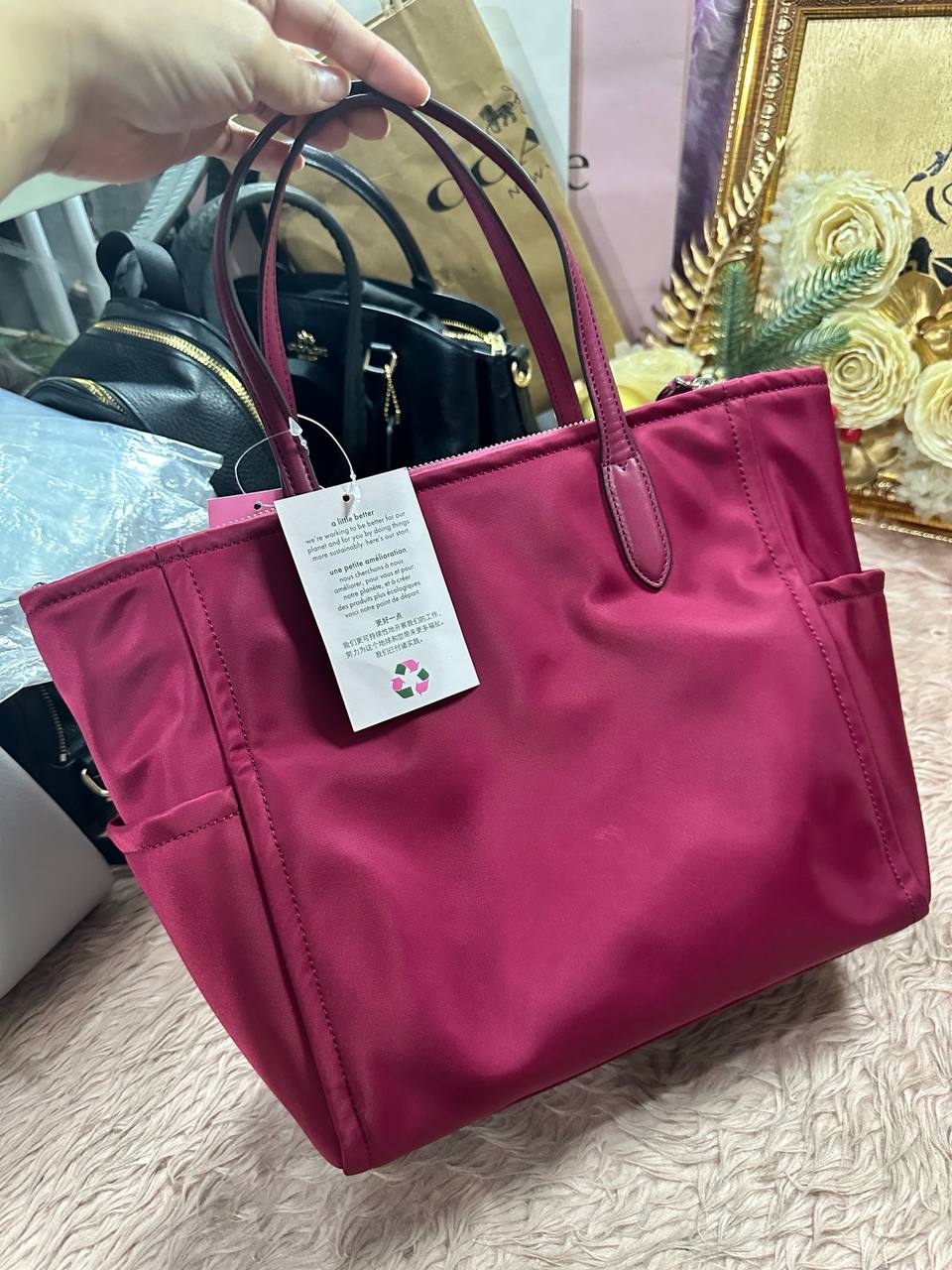 ORIG & IMPORTED Kate Spade KS Chelsea Medium Satchel Nylon Bag in Blackberry Maroon