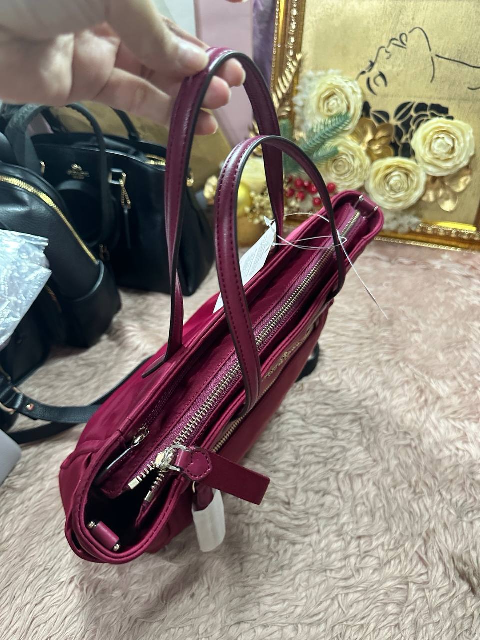 ORIG & IMPORTED Kate Spade KS Chelsea Medium Satchel Nylon Bag in Blackberry Maroon