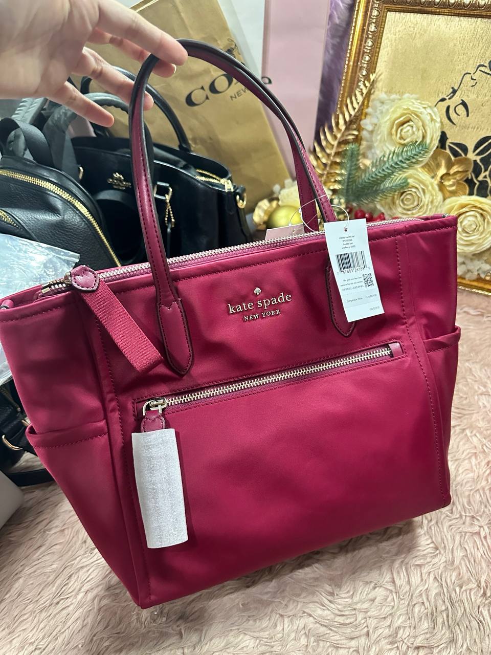 ORIG & IMPORTED Kate Spade KS Chelsea Medium Satchel Nylon Bag in Blackberry Maroon