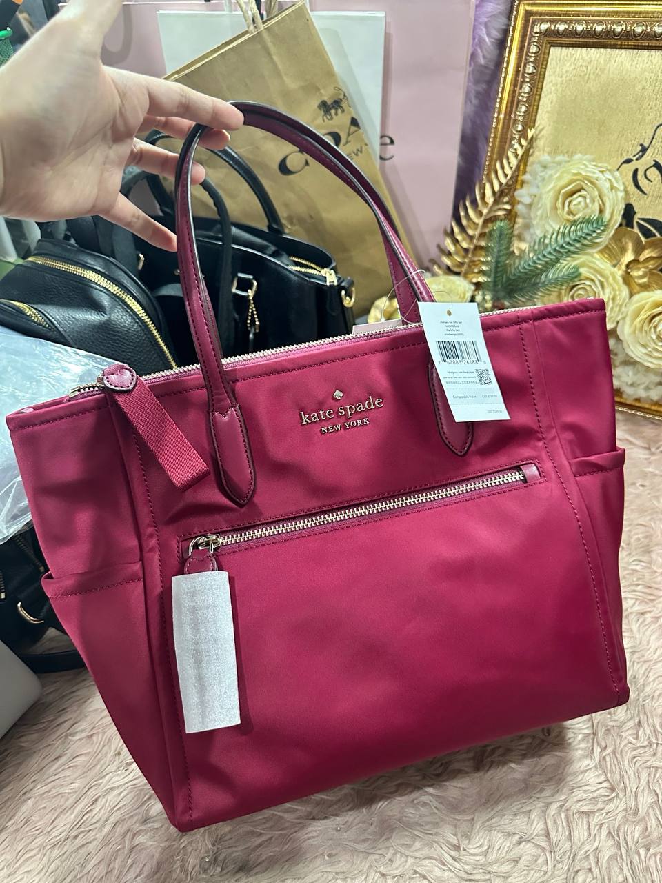 ORIG & IMPORTED Kate Spade KS Chelsea Medium Satchel Nylon Bag in Blackberry Maroon