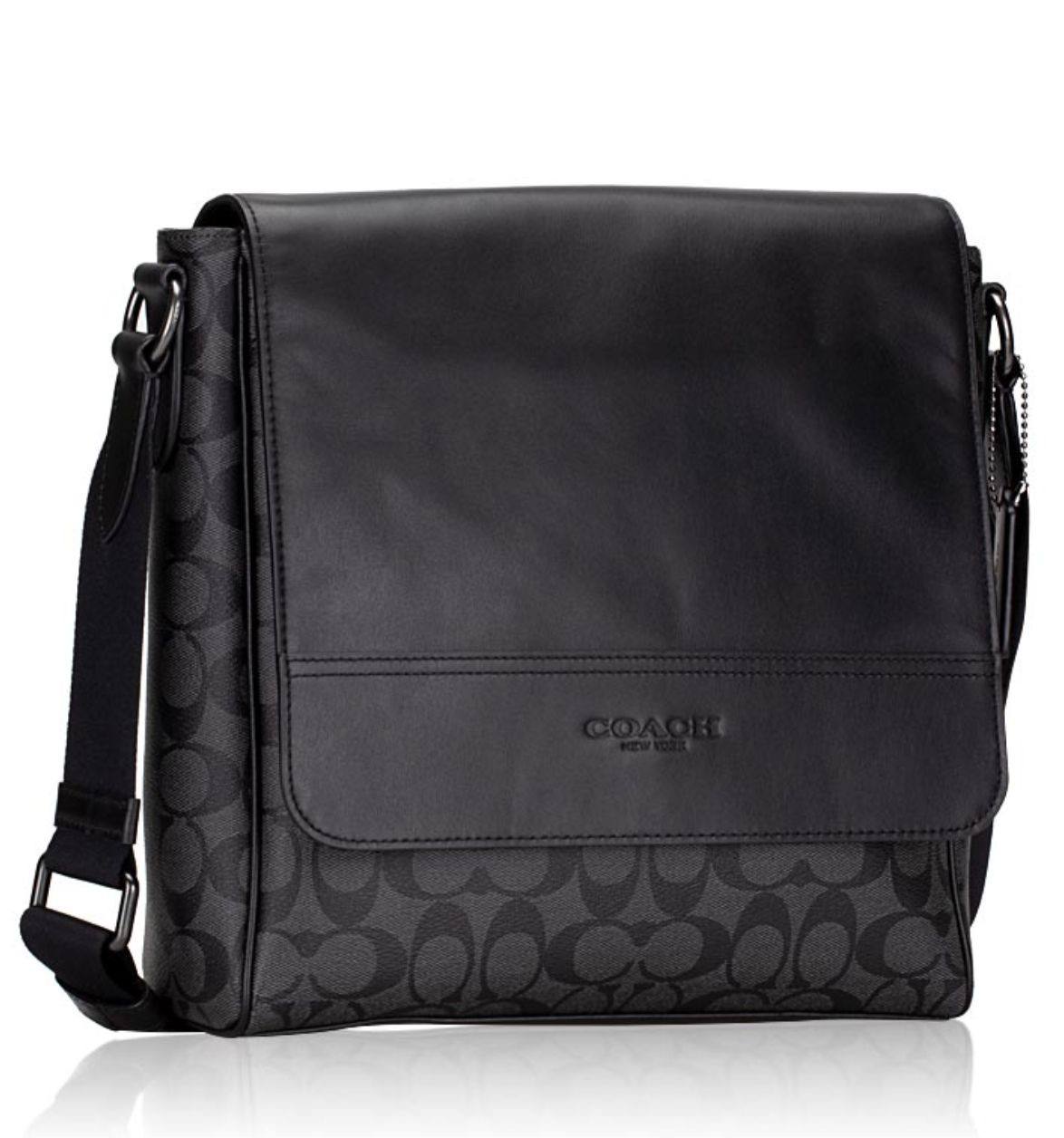 ORIG & IMPORTED COACH Houston Map Bag In Signature Canvas Men Bag Black