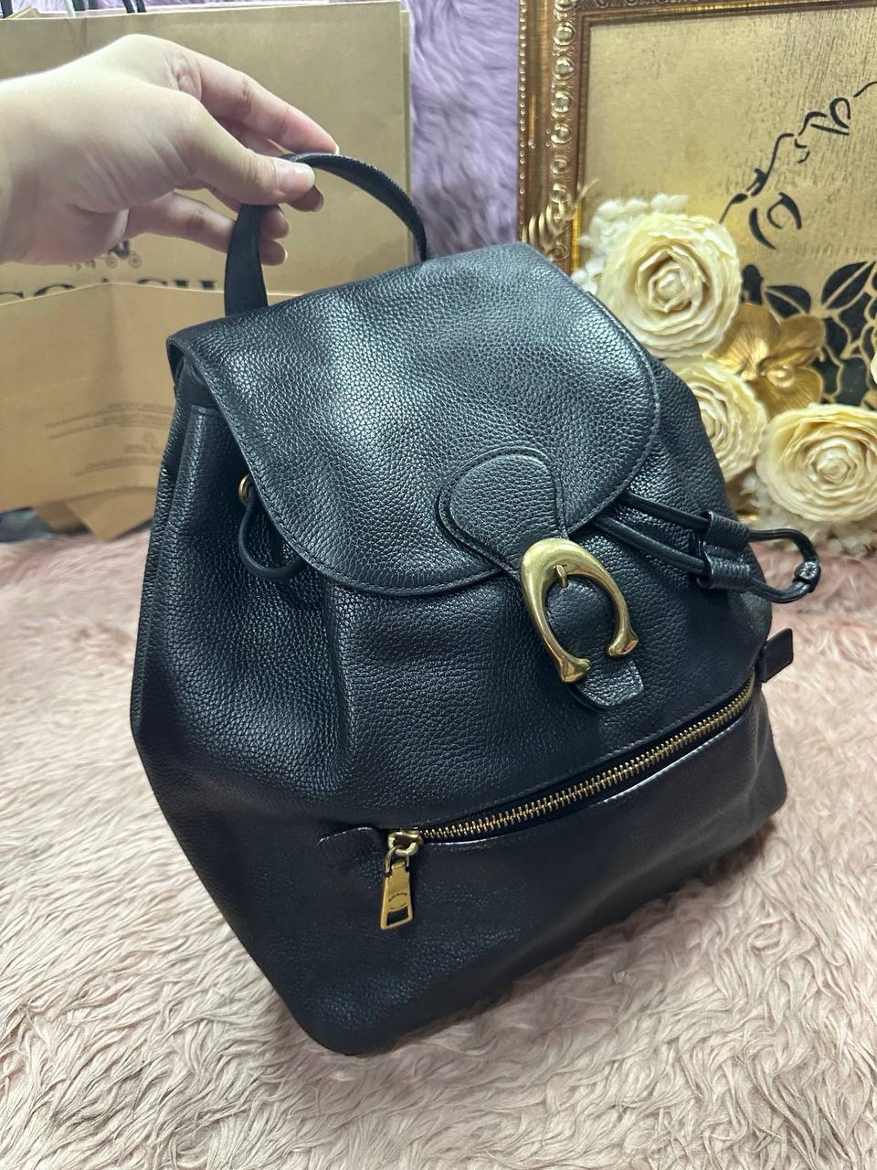 ORIG Preloved Coach Retail Evie Backpack Black Bag