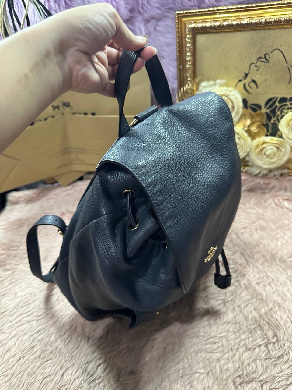 ORIG Preloved Coach Billie Backpack Black Bag