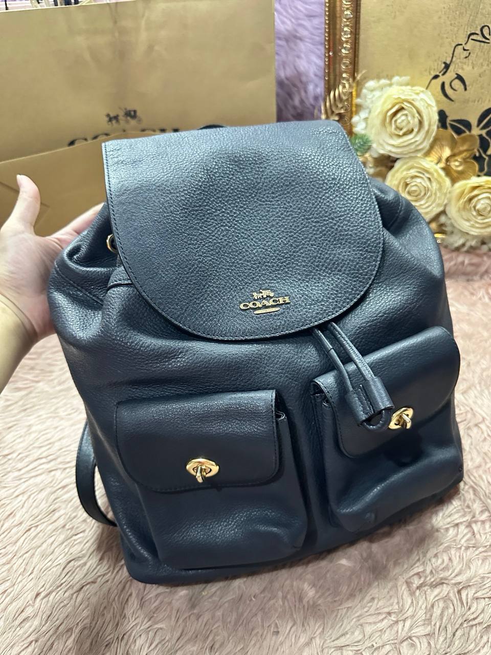 ORIG Preloved Coach Billie Backpack Black Bag