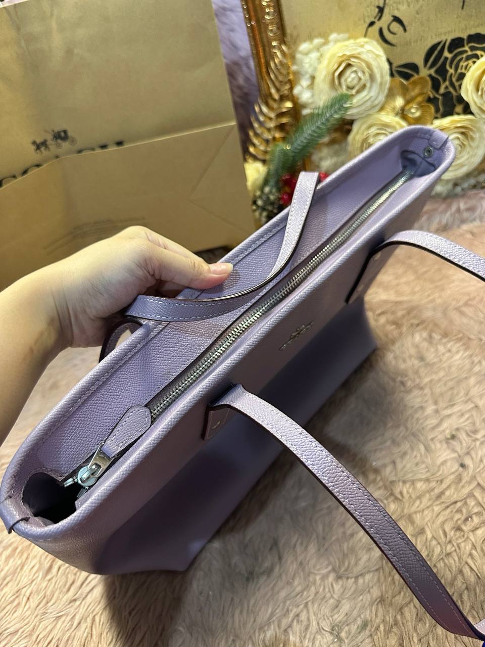 ORIG & IMPORTED Coach City Zip Top Tote Lilac Purple Large Bag