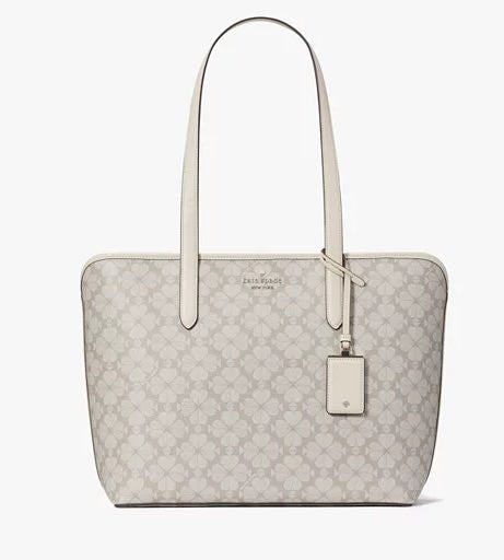 AUTHENTIC/ORIGINAL Kate Spade KS Signature Spade Flower Large Tote Bag Beige