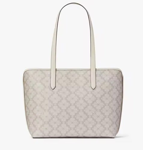 AUTHENTIC/ORIGINAL Kate Spade KS Signature Spade Flower Large Tote Bag Beige